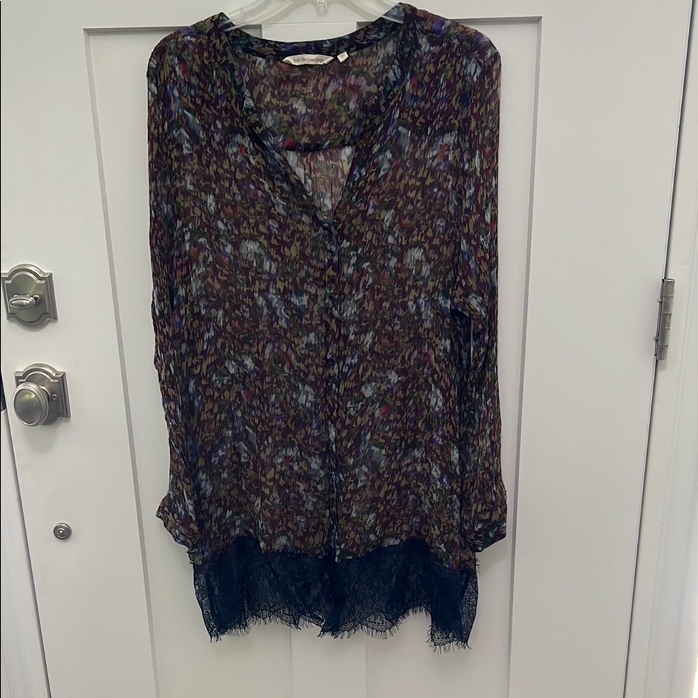 Soft Surroundings Blue and burgundy Blouse